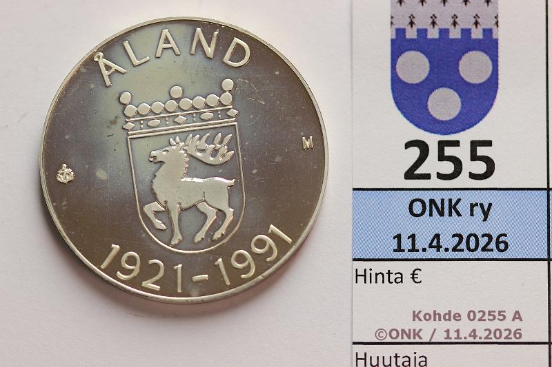 k-0255-a.jpg - Kohde 255 (kuva 1/2), l�ht�hinta: 12 &euro; / myyntihinta: 34 &euro; 100 mk 1991 Ag, �land, kunto: 9