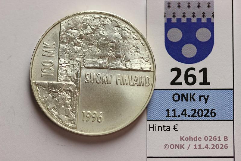 k-0261-b.jpg - Kohde 261 (kuva 2/2), l�ht�hinta: 12 &euro; / myyntihinta: 36 &euro; 100 mk 1996 Ag, Schjerfbeck, kunto: 9