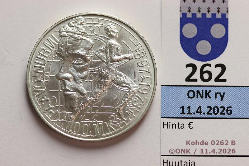 k-0262-b.jpg - Kohde 262 (kuva 2/2), l�ht�hinta: 12 &euro; / myyntihinta: 34 &euro; 100 mk 1997 Ag, Nurmi, kunto: 9