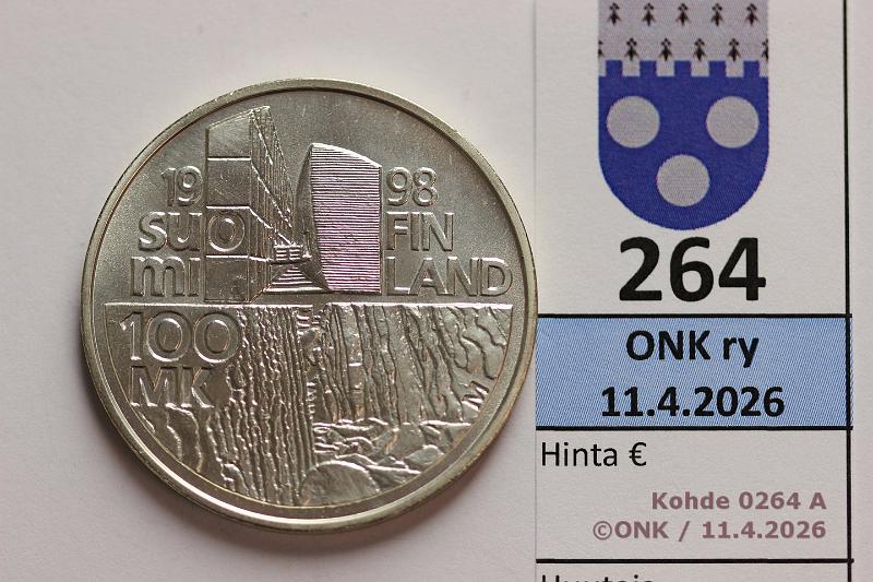 k-0264-a.jpg - Kohde 264 (kuva 1/2), l�ht�hinta: 12 &euro; / myyntihinta: 34 &euro; 100 mk 1998 Ag, Aalto, kunto: 9