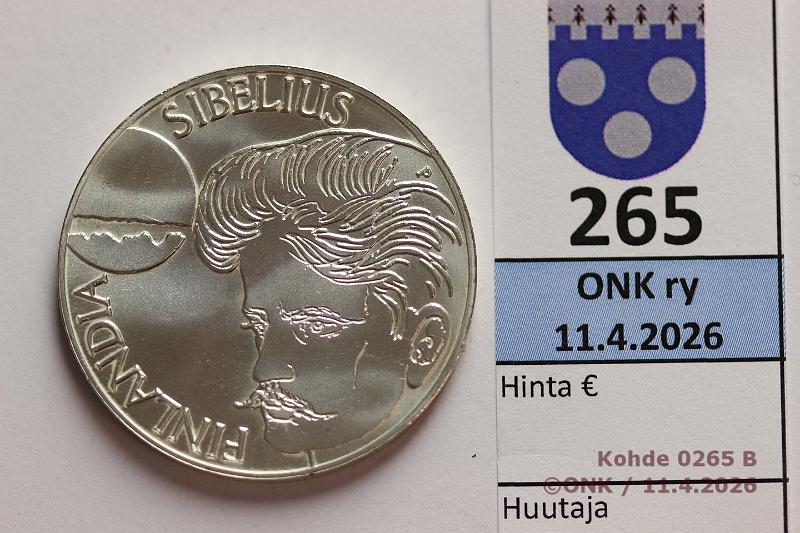 k-0265-b.jpg - Kohde 265 (kuva 2/2), l�ht�hinta: 12 &euro; / myyntihinta: 34 &euro; 100 mk 1999 Ag, Sibelius, kunto: 9