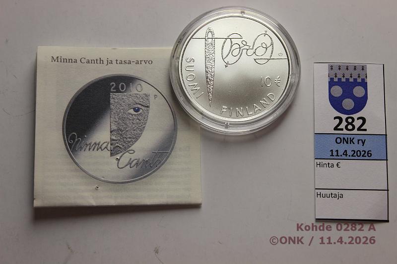 k-0282-a.jpg - Kohde 282 (kuva 1/2), l�ht�hinta: 15 &euro; / myyntihinta: 33 &euro; 10 ? 2010 Ag, Minna Canth, kaps, tod, kunto: 9