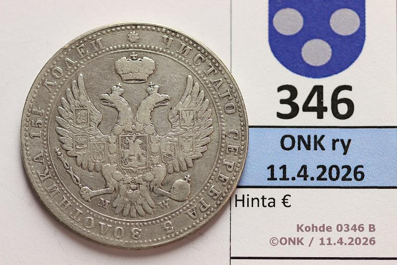 k-0346-b.jpg - Kohde 346 (kuva 2/2), l�ht�hinta: 50 &euro; / myyntihinta: 67 &euro; 5 zl / � rpl 1841 C#133 Ag, MW , naarmu, kunto: 4