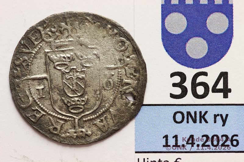 k-0364-a.jpg - Kohde 364 (kuva 1/2), l�ht�hinta: 30 &euro; / ei tarjouksia 1 �r 1597 SM#17 Ag, Sigismund, reik�, taipumaa, kunto: 3