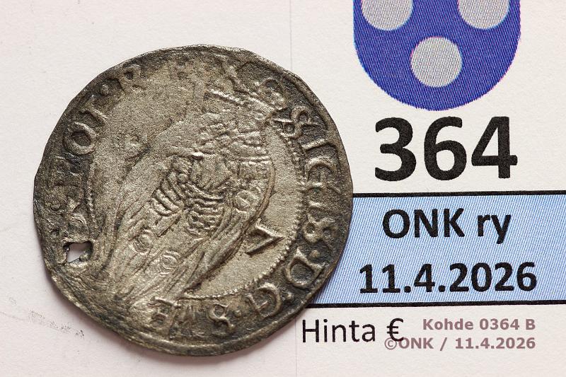 k-0364-b.jpg - Kohde 364 (kuva 2/2), l�ht�hinta: 30 &euro; / ei tarjouksia 1 �r 1597 SM#17 Ag, Sigismund, reik�, taipumaa, kunto: 3