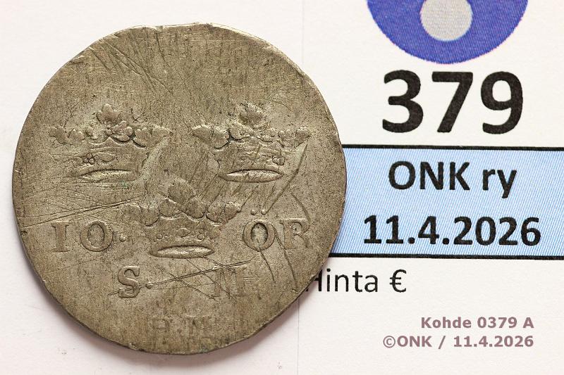 k-0379-a.jpg - Kohde 379 (kuva 1/2), l�ht�hinta: 25 &euro; / myyntihinta: 25 &euro; 10 �re 1740 SM#121/KM#425 Ag, Fredrik I, nja, rvja, kunto: 4/5
