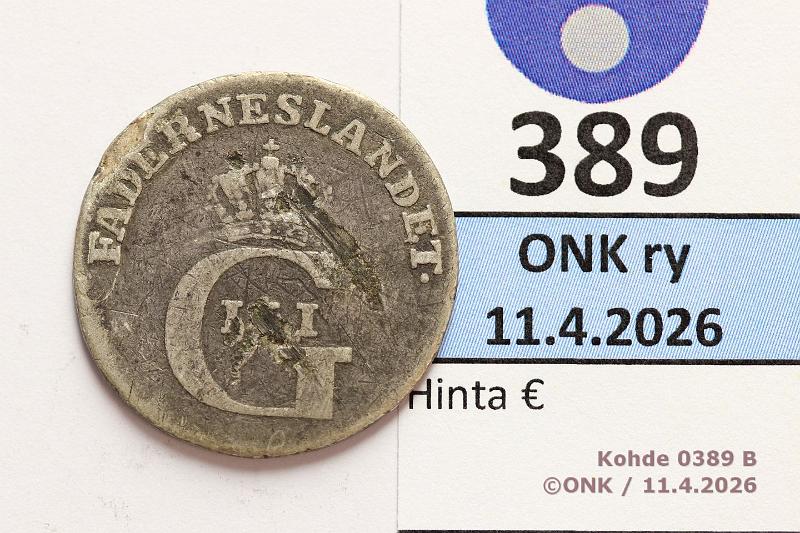 k-0389-b.jpg - Kohde 389 (kuva 2/2), l�ht�hinta: 10 &euro; / ei tarjouksia 1/12 RD 1778 SM#90a/KM#523 Ag, Kustaa III, laminoitumista, nja, kunto: 3