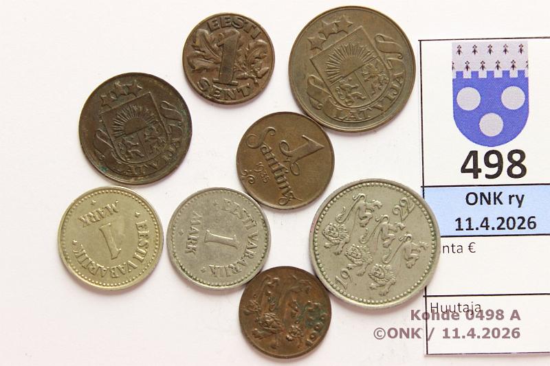k-0498-a.jpg - Kohde 498 (kuva 1/2), l�ht�hinta: 10 &euro; / myyntihinta: 14 &euro; Baltia 1922-35 (8)   Viro  1s -29(2), 1mk -22, -24, 5mk -22;  Latvia  1s -35, 2s -28, 5s -22, kunto: 4-6