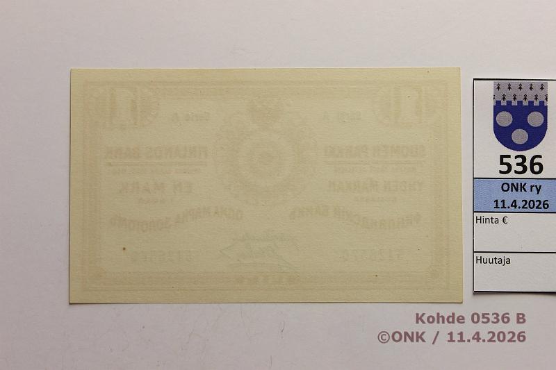 k-0536-b.jpg - Kohde 536 (kuva 2/2), l�ht�hinta: 10 &euro; / myyntihinta: 19 &euro; 1 mk 1915 SA SNY 111.2 5426570 J�R-M�l, kunto: 9