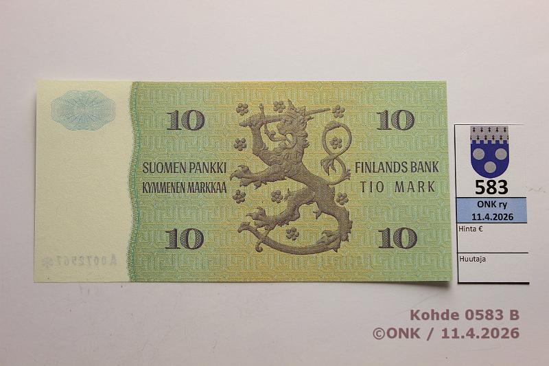 k-0583-b.jpg - Kohde 583 (kuva 2/2), l�ht�hinta: 10 &euro; / myyntihinta: 13 &euro; 10 mk 1980 A* SNY 147.2.1 A0072567* KU I-Hes, korvaava, kunto: 10