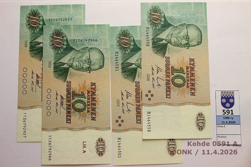 k-0591-a.jpg - Kohde 591, l�ht�hinta: 8 &euro; / myyntihinta: 8 &euro; 10 mk 1980 (4) SNY 147.1.1, 147.3  ei Litt  H..KO II-Pu1(2);  LA  1126..OL I-Pu1(2), kunto: 8-9