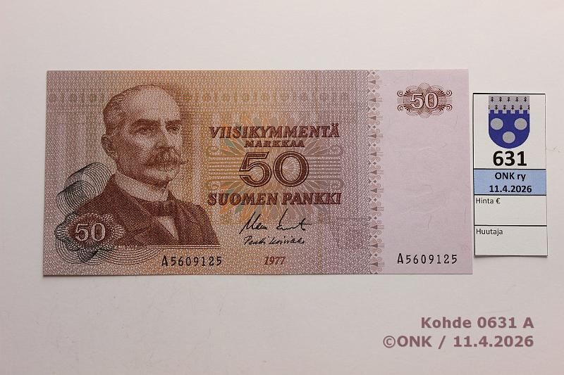 k-0631-a.jpg - Kohde 631 (kuva 1/2), l�ht�hinta: 20 &euro; / ei tarjouksia 50 mk 1977 SNY 171.1 A5609125 KO II-Ko1, kunto: 9