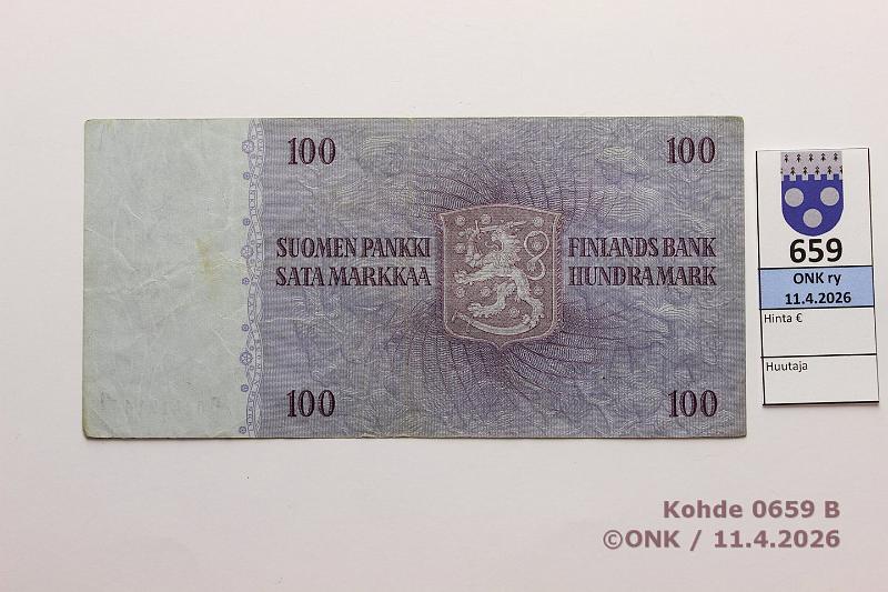 k-0659-b.jpg - Kohde 659 (kuva 2/2), l�ht�hinta: 40 &euro; / ei tarjouksia 100 mk 1963 LA D* SNY 183.4.4 D0141716* LAS-Ara, tahra, korvaava, kunto: 4