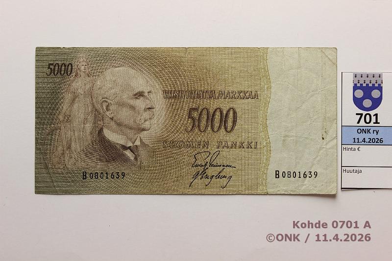 k-0701-a.jpg - Kohde 701 (kuva 1/2), l�ht�hinta: 80 &euro; / myyntihinta: 80 &euro; 5000 mk 1955 SNY 205.1.1 B0801639  LEI-Eng , harv ak-pari (v), prep, likaa , kunto: 3