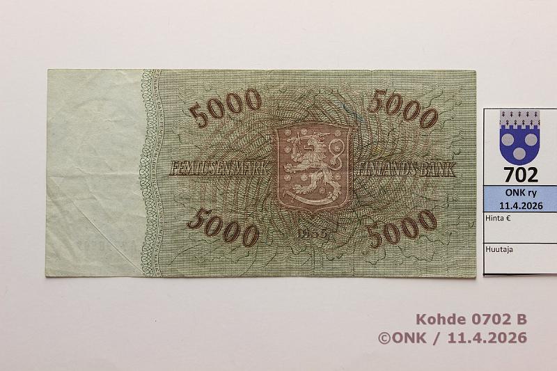 k-0702-b.jpg - Kohde 702 (kuva 2/2), l�ht�hinta: 125 &euro; / myyntihinta: 125 &euro; 5000 mk 1955 SNY 205.1.1 A7798509 LEI-Eng, harv ak-pari (v), km, kunto: 4