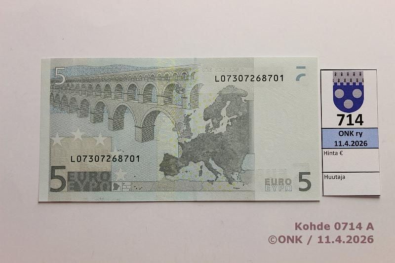 k-0714-a.jpg - Kohde 714 (kuva 1/2), l�ht�hinta: 15 &euro; / myyntihinta: 19 &euro; Suomi 1/1/L/D1 L 073 07268701 Dui D001  A1 , kunto: 9