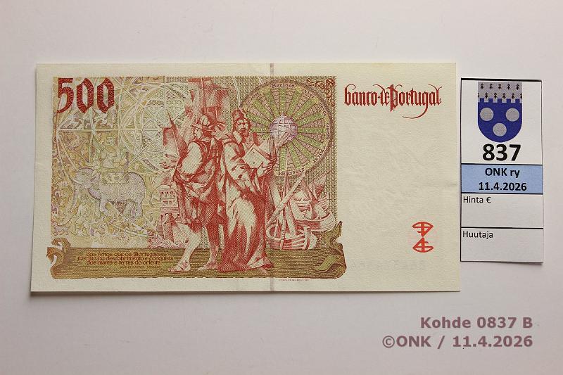 k-0837-b.jpg - Kohde 837 (kuva 2/2), l�ht�hinta: 5 &euro; / ei tarjouksia Portugali 500 esc 2000 P#187c 86A374364, kunto: 7