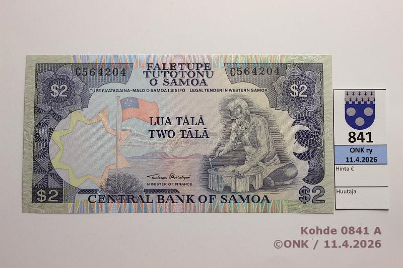 k-0841-a.jpg - Kohde 841 (kuva 1/2), l�ht�hinta: 5 &euro; / myyntihinta: 7 &euro; Samoa 2 tala 1985 KM#25a C564204, kunto: 9