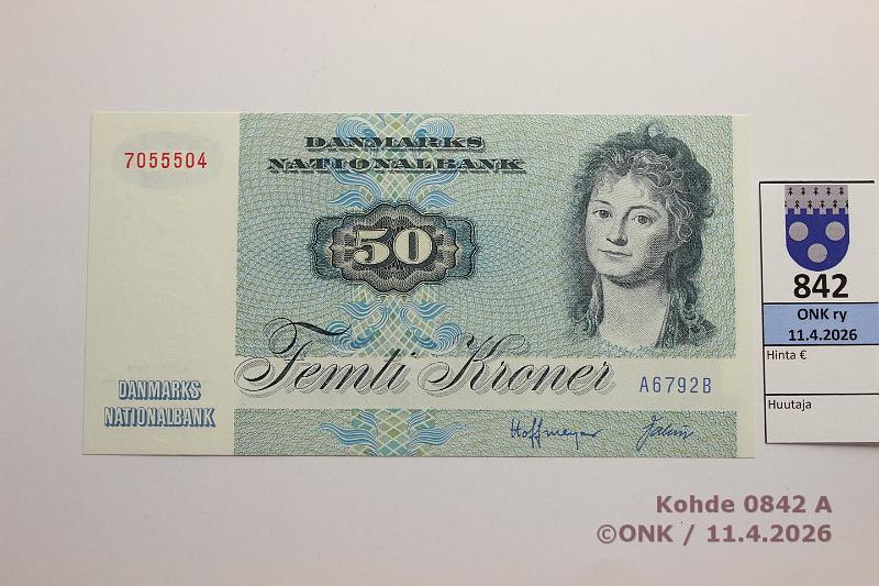 k-0842-a.jpg - Kohde 842 (kuva 1/2), l�ht�hinta: 15 &euro; / myyntihinta: 15 &euro; Tanska 50 kr 1979 P#50d A6792B 7055504, kunto: 9