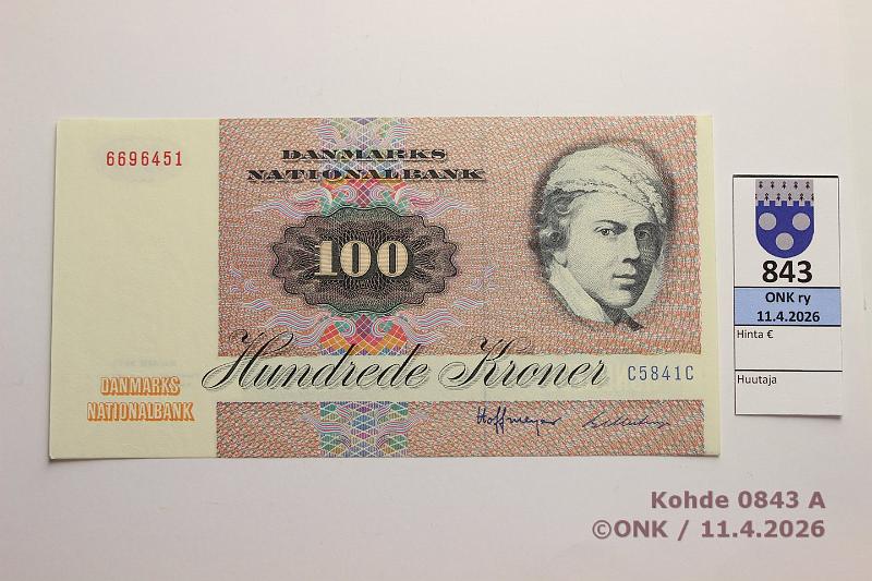 k-0843-a.jpg - Kohde 843 (kuva 1/2), l�ht�hinta: 18 &euro; / myyntihinta: 15 &euro; Tanska 100 kr 1984 P#51k C5841C 6696451, kunto: 9