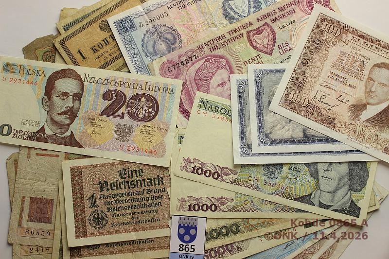 k-0865-a.jpg - Kohde 865, l�ht�hinta: 10 &euro; / myyntihinta: 10 &euro; Er� 1905-82 (26)   Espanja  100p -53;  Jugoslavia  50d -68(2);  Puola  20z -82, 1000z -79(2), 2000z -79, 5000z -82;  Suomi  5mk -63LB;  Thaimaa  20b Rama IX(2);  Saksa  1rmk(2) , 2rmk, 10 000mk -22(2);  Ven�j�  1, 2, 3 ja 5k ND, 3k -05;  Ranska  10f -48, -51;  Kypros  250m -78, -79, 5p -79, kunto: 2-9