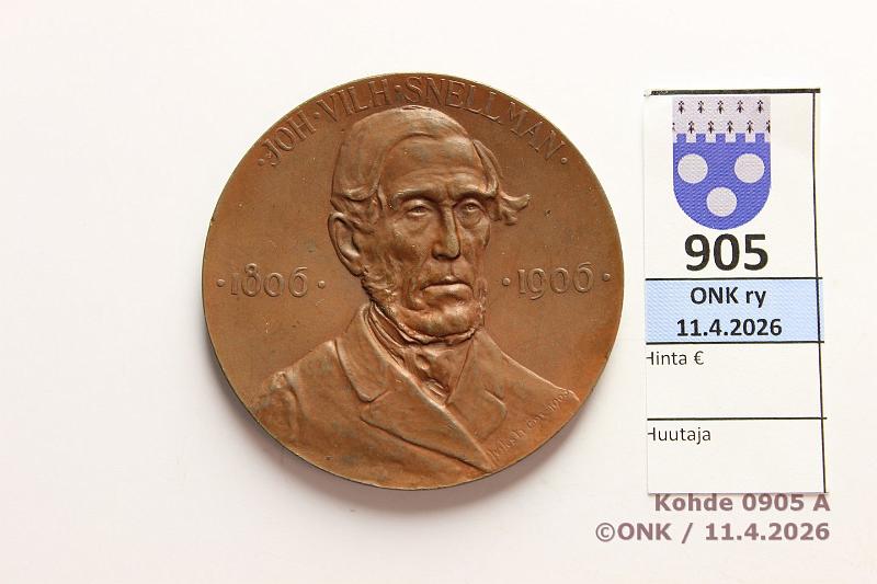 k-0905-a.jpg - Kohde 905 (kuva 1/2), l�ht�hinta: 5 &euro; / myyntihinta: 5 &euro; Snellman 1905 Br, 60mm, Wikstr�m, kunto: 9