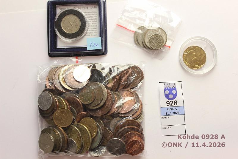 k-0928-a.jpg - Kohde 928, l�ht�hinta: 10 &euro; / myyntihinta: 20 &euro; Suomi 550 g 1866-1990-luku Autonomian ajan rahoissa monia voimakkasti puhdistettuja. Ag 25p 1907, 50p -16, 1mk 1964-67(4), kunto: 2-9